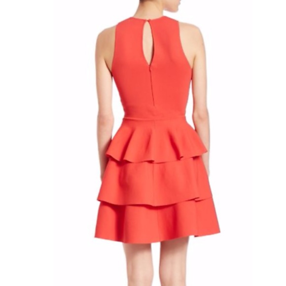 Orange Bermuda Knit Tiered Ruffle Fit/Flare Dress - Picture 2 of 7